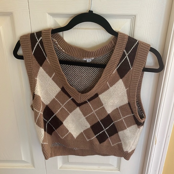 Light brown plaid sweater vest - Picture 1 of 1